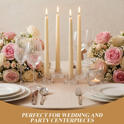 Ferrochef 36 Pcs Glass Tapered Candlestick Holders Bulk Clear Short Taper Candle Holders Small Glass Candle Base for Table Centerpieces Wedding Christmas Advent Party Decoration