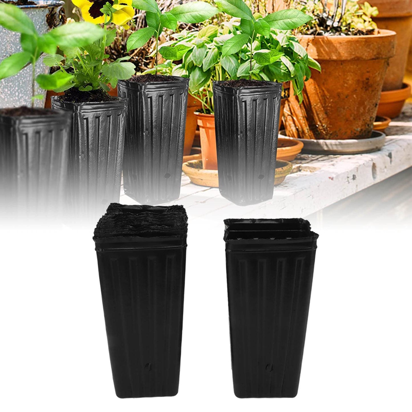 TOPINCN Deep Tree Pot Nursery Pots Outdoor Indoor Garden Seedlings Container Plants Treepots Tree Pots Flowers Plastic Container Pots Tall 20Pcs for Jar Nursery Baby Outside Kid Nursery