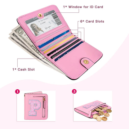COSHAYSOO Mini Wallet with RFID Blocking Initial Monogrammed for Girls Birthday Easter Mothers Nurse Day Graduation New Year Gifts Letter P