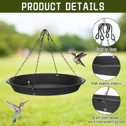 Briwooody 2 Sets 12.8'' Bird Seed Catcher Tray Platform Bird Feeder Large Hanging Tray Fits Most Feeders Catches Most Falling Seed and Husk Outdoor Yard Garden Backyard for Attracting Birds, Black