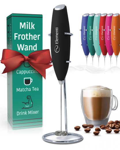 Elementi Portable Electric Milk Frother, Matcha Whisk, Milk Frother for Coffee Frother Electric Hand Blender, Mini Electric Whisk Small Hand Blender (Periwinkle)