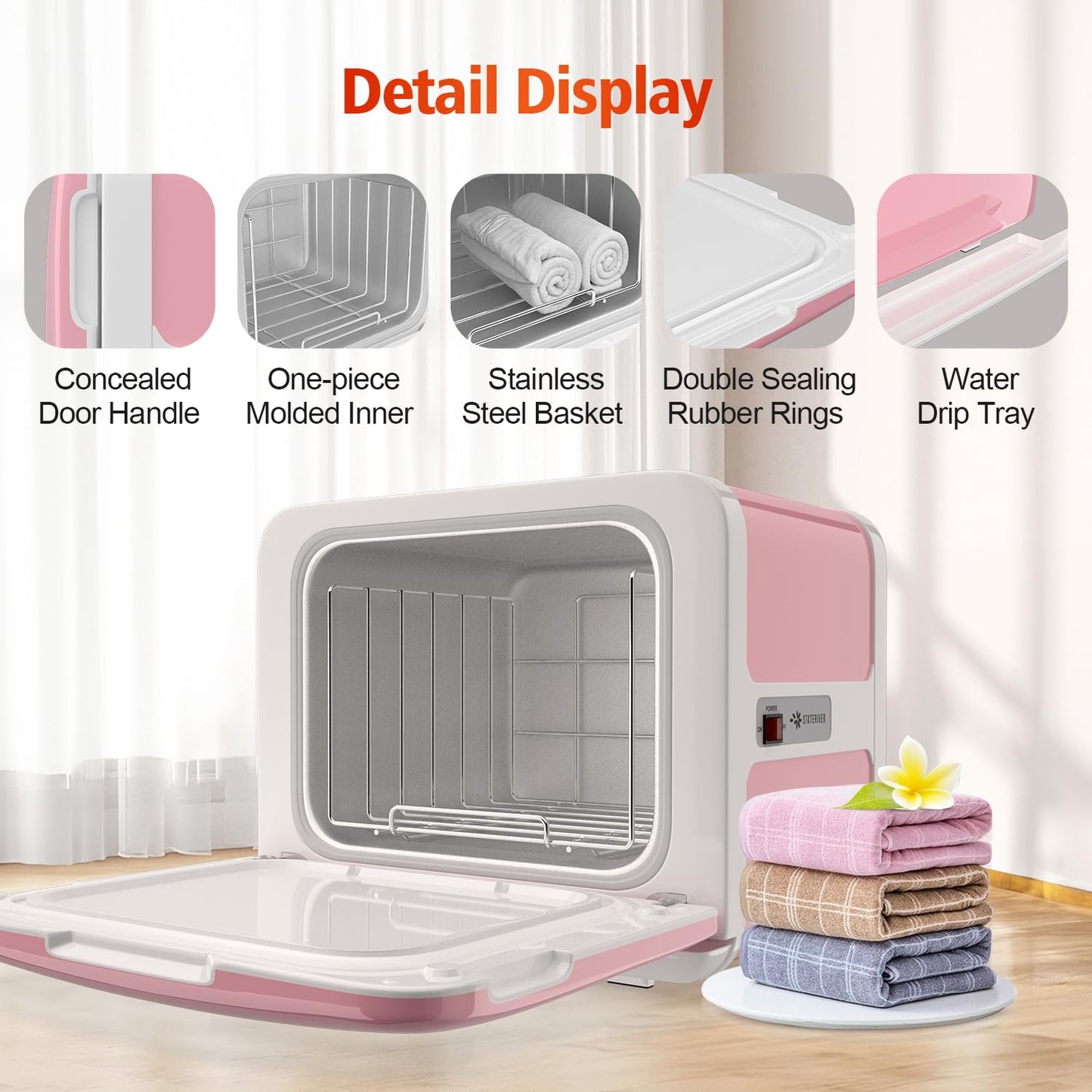 Towel Warmer Cabinet, 8.5L Professional Small Hot Towel Warmer Heating Use for SPA, Massage, Salon, Barber and Home - Black