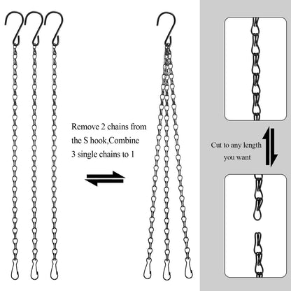 Hotop 8 Pcs Metal Hanging Chains with Ceiling Hooks, Garden Plant Hangers for Hanging Bird Feeders, Billboards, Chalkboards, Basket, Planters, Lanterns, Wind Chimes, Chain Hook DIY(16.38 Inch,Black)