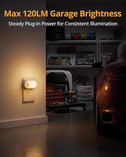 Lyridz 120LM Ultra Bright Plug-in Motion Sensor Night Light, Stepless Dimmable LED Nightlight, Always-On and Auto-Off, for Hallway, Stairs, Bathroom, Bedroom, Garage, Warm White (6-Pack)