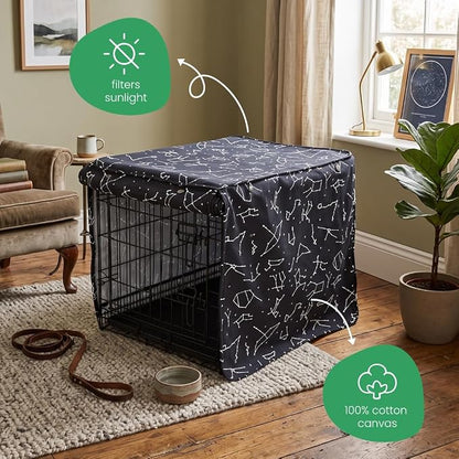 Molly Mutt Rocketman Dog Crate Cover, 100% Cotton Canvas Cover with 2 Roll-Up Panels, Ideal for Dog or Cat Crate, Durable, Washable, and Free of Harmful Chemicals, 42" x 28" x 31"