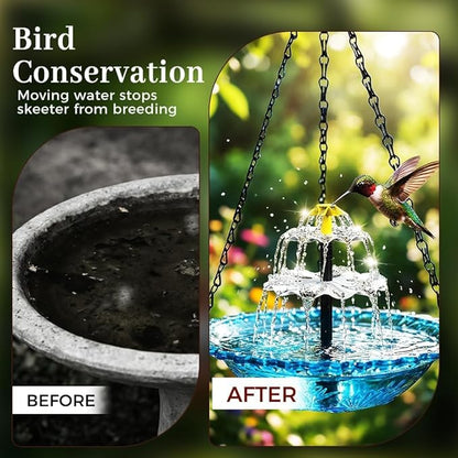 Solar Cascade Hanging Bird Bath Fountain, 2026 Upgraded Hanging Bird Bath with Flowing Water for Outdoors Garden Patio Backyard Lawn Decor (Gray)