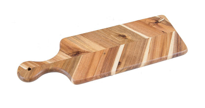 Lipper International Acacia and Rubberwood Herringbone Charcuterie Paddleboard for Hors D’oeuvres, Cheeses, Meats or Snacks, 17 3/4" x 6" x 3/4"
