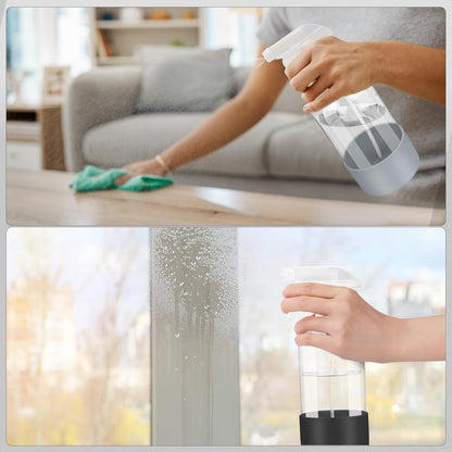 Worldgsb 2 Pack Glass Spray Bottles with Silicone Sleeve, 16 oz Empty Refillable Containers with Adjustable Spray Nozzles, Spray Bottles for Hair, Cleaning Solutions and Plants Black&Grey