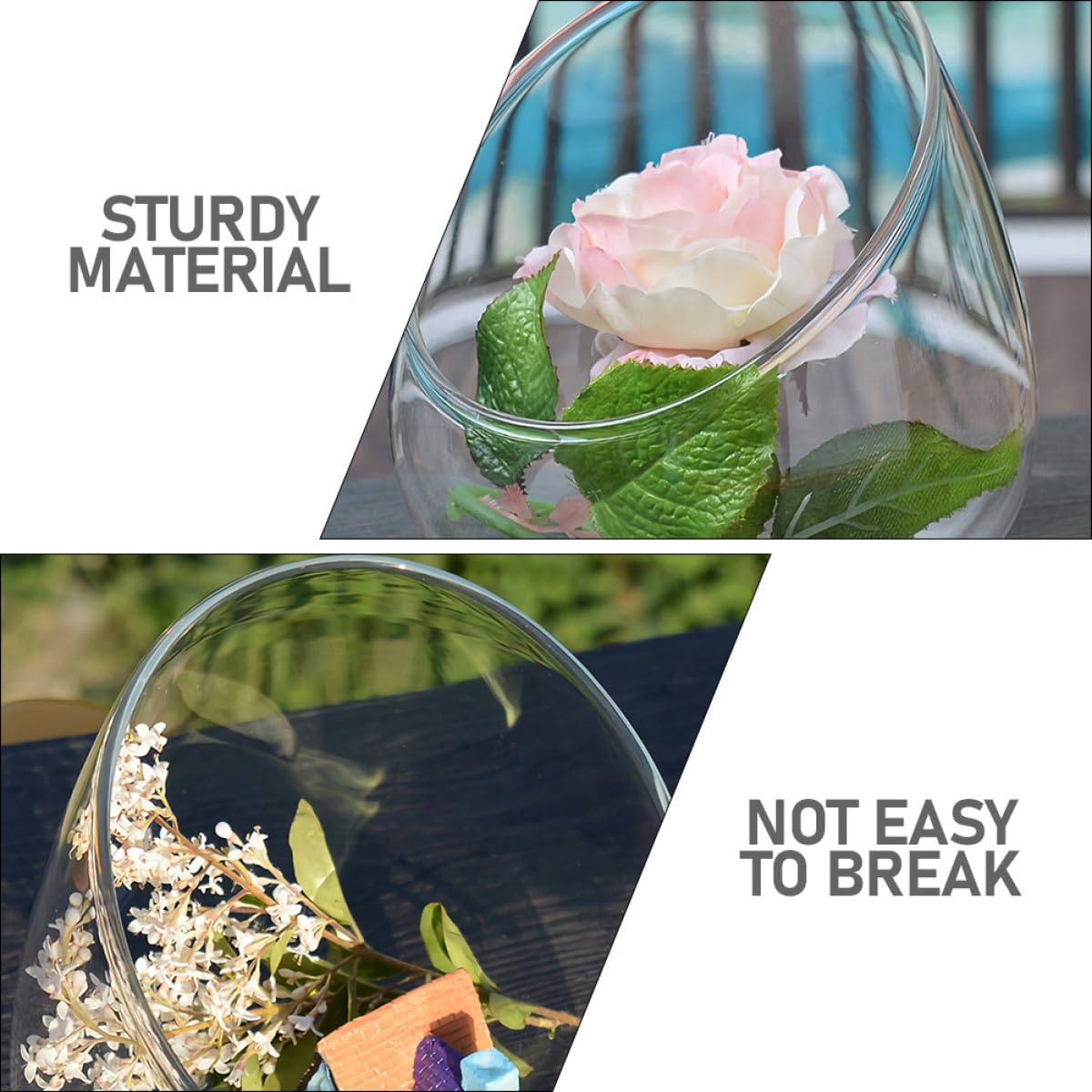 SECFOU 3pcs Slant Cut Micro Landscape Glass Bottles Ecological Terrarium Jar Plant Holder for Succulent Desktop Home Décor