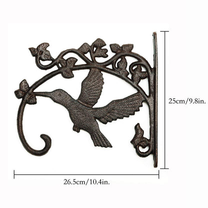 Sungmor Cast Iron Plant Hanger Wall Hooks, Heavy Duty Hanging Basket Brackets, Hummingbird Shape & 10.4 inch & 2PC Brown, Decorative Wall Hangers for Planters Lanterns Bird Feeders Houses Wind Chimes