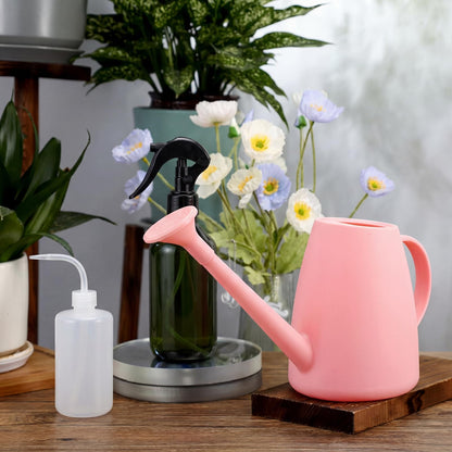 Reallnaive 6 Pcs Indoor Watering Can Set 1/2 Gallon Can 6.8 oz Spray Bottle 17 oz Squeeze Bottle Plant Watering Globes Soil Moisture Meter Small Spraying Set for Indoor Outdoor Plants(Pink)