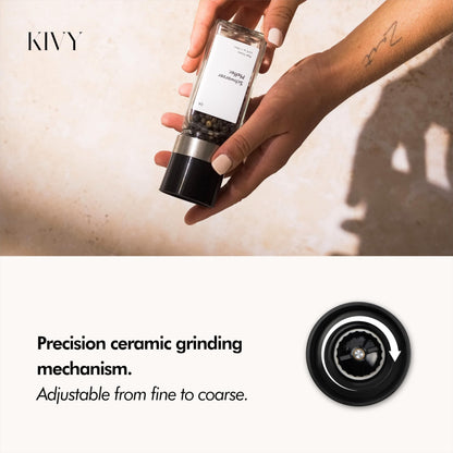 KIVY Salt and Pepper Grinder Set of 2 – Adjustable Ceramic Grinder – Spice Mill – Pepper & Salt Grinder
