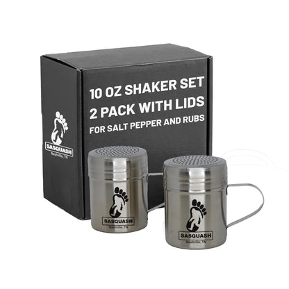 Sasquash Spice Shaker, Stainless Steel Shaker, 10 Oz Seasoning Shakers With Lid, 2 Pack Salt And Pepper Shakers For Griddle Cooking, Grill Station, Sugar Dispenser, Kitchen Accessories