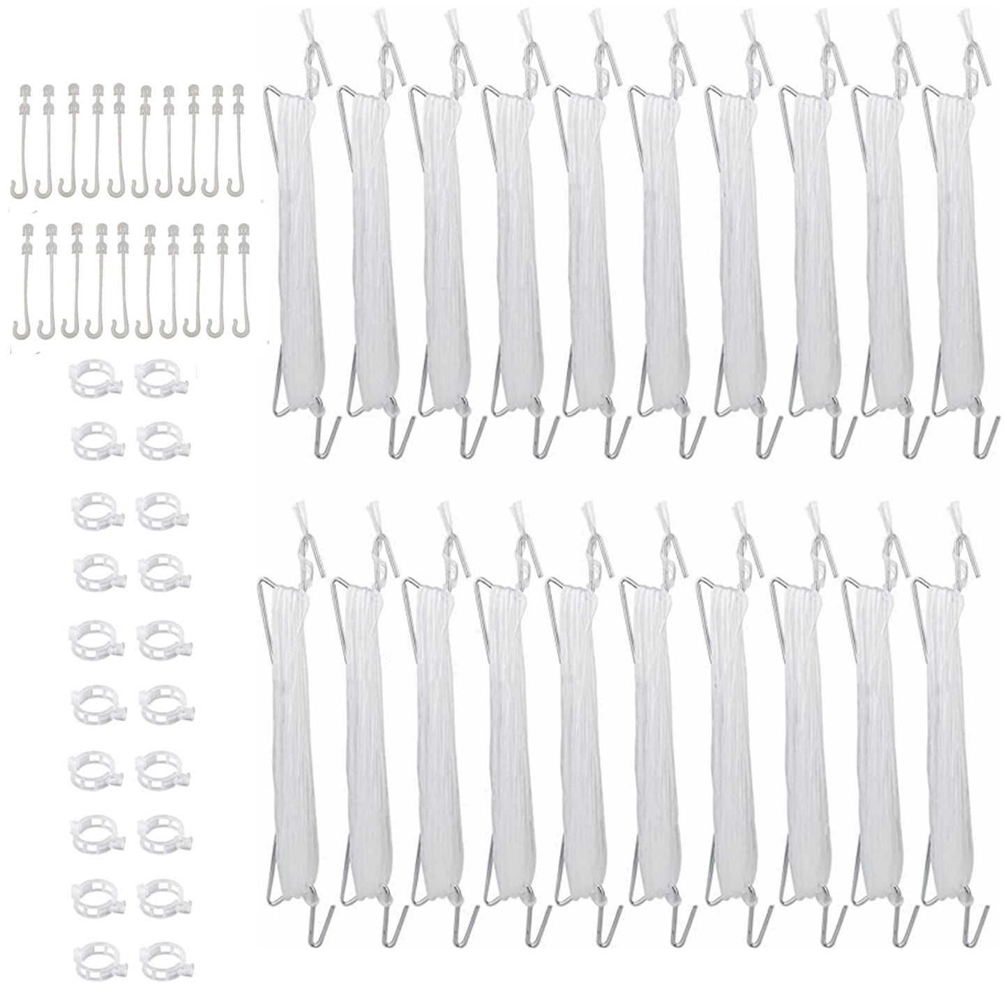 60pcs Tomato Hooks with String, Tomatoes Holder Hooks with 32.8ft Twine & Plant Support Clips, Vegetable Support J-Hook Clips Climbing Vine Crop Trellis Hooks for Vegetable Plant Fruit Flower (White)