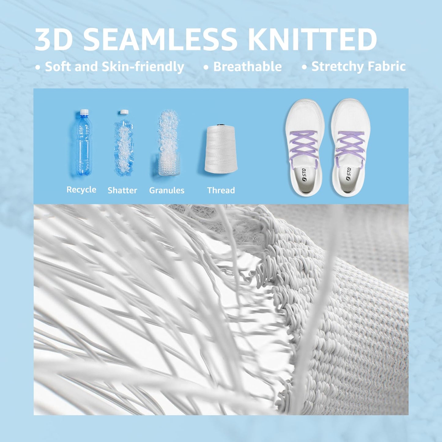 STQ Slip on Tennis Shoes Women Walking Gym Fitness Workout Shoes for Women White Purple Size 8.5