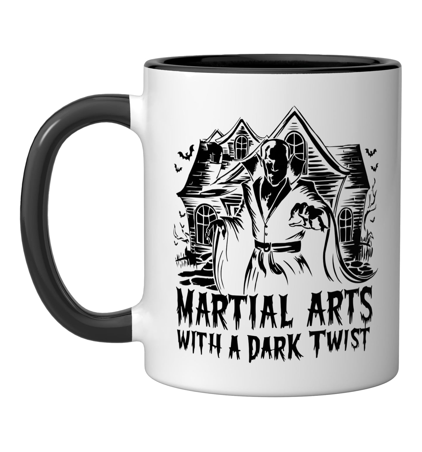 MMA Halloween Martial Arts Martial Artist Trick Or Treat Ceramic Mug, Black/White
