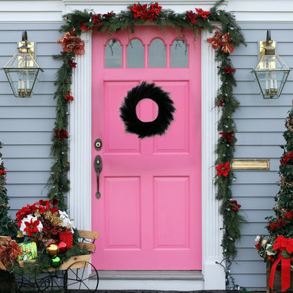 ASUNFO Pampas Grass Wreath 24 Inch Farmhouse Artificial Boho Black Wreath Halloween for Front Door All Seasons Wall Home Wedding Decor