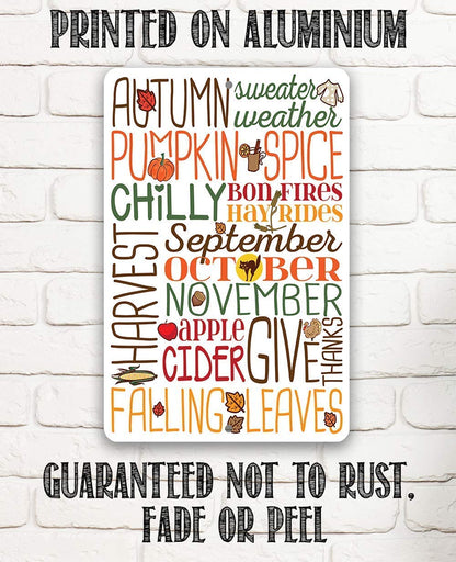Sweater Weather Pumpkin Spice Metal Sign - Fall and Halloween Home Decor, Autumn Leaves Porch Display, Thanksgiving Season Wall Art Plaque - 8x12 Inch Indoor Outdoor Durable Tin Poster