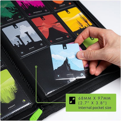 Vault X 9 Pocket Zip Binder, 360 Cards, Exo-Tec Material, 20 Side-Loading Pages (Green)