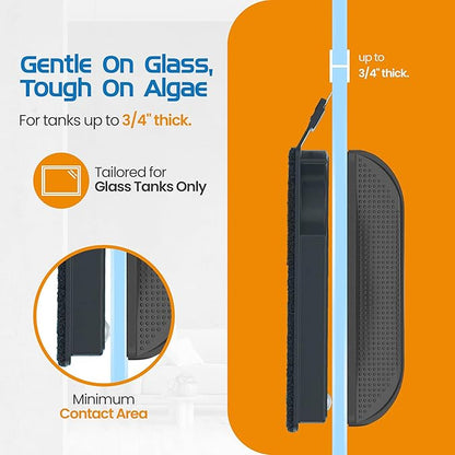 FL!PPER Flipper Cleaner Float - 2-in-1 Floating Magnetic Aquarium Glass Cleaner - Fish Tank Cleaner - Scrubber & Scraper Aquarium Cleaning Tools – Floating Fish Tank Cleaner, Max