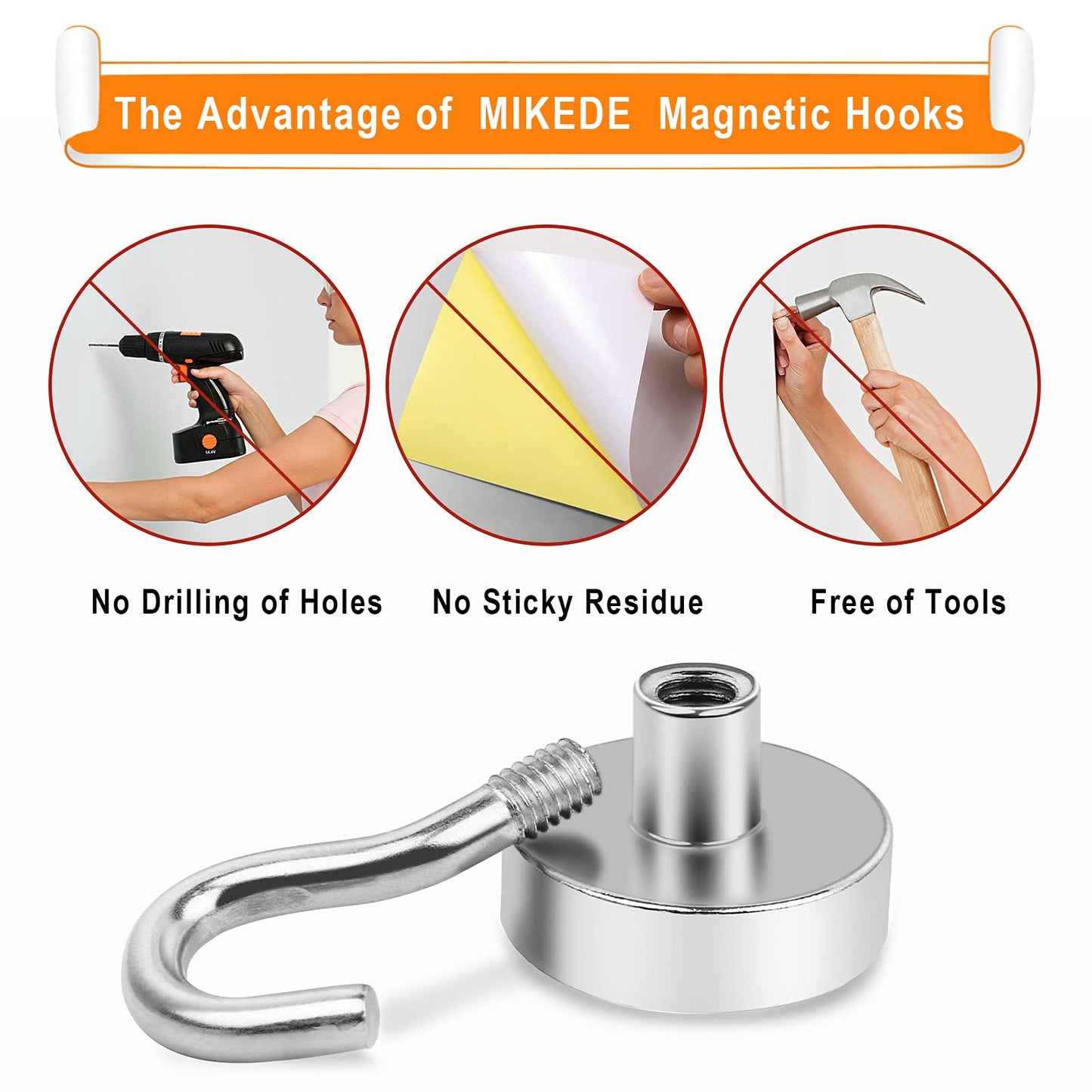 MIKEDE Black Magnetic Hooks 30LB Heavy Duty Magnet Hooks for Cruise Cabins Strong Magnets Neodymium with Hooks for Outdoor Hanging Brackets Refrigerator Locker Decoration Workplace -35Pack