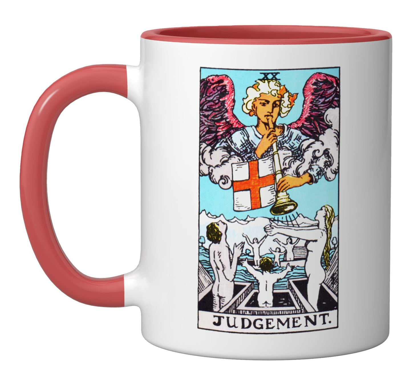 Judgment Vintage Tarot Card from original Rider Waite Deck Ceramic Mug, Red/White