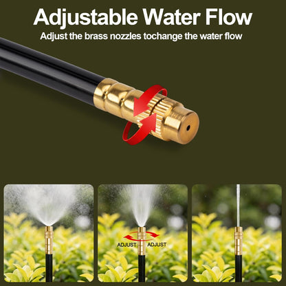 50FT Drip Irrigation Kit for Garden Beds, Greenhouse & Potted Plants – Adjustable Micro Watering System with 1/4" Distribution Tubing, Emitters, Connectors & Stakes