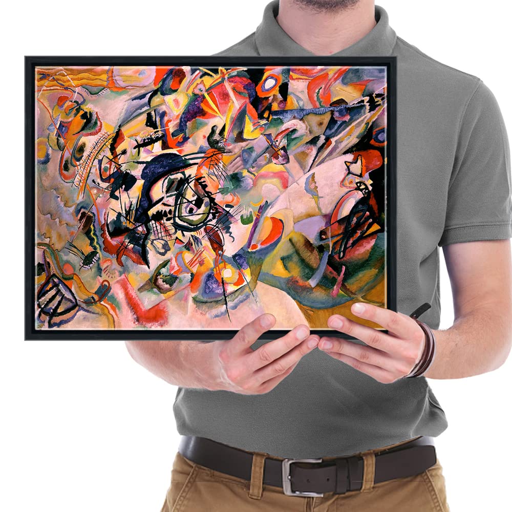 Wieco Art Framed Canvas Wall Art Composition VII, 1913 by Wassily Kandinsky Classic Abstract Famous Paintings Reproductions Canvas Wall Art for Home Decoration