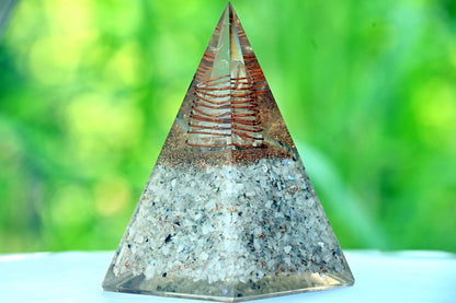 Wholesalegemshop New Inspirational Rainbow Moonstone Orgone Pyramid for Healing Crystal Gemstone Pyramid - Strength - Reiki - Yoga - Meditation