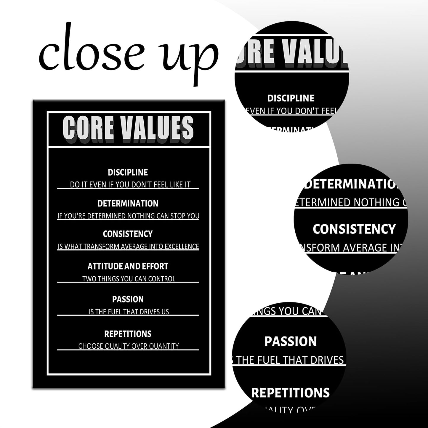 Inspirational Office Wall Art Core Values Motivational Poster for Home Decor Positive Quotes Wall Prints Encouragement Artwork Positive Sayings for Preppy Room Office Wall Decoration [12''Wx18''H]