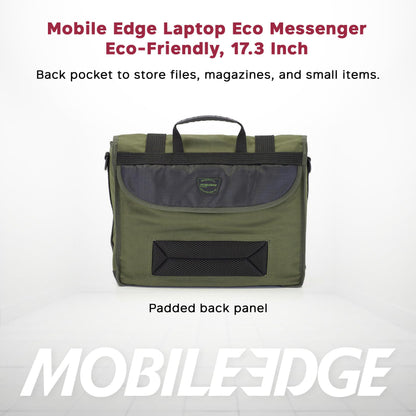 Mobile Edge ECO Laptop Messenger Bag for Men and Women, Fits Up To 17.3 Inch Laptops, Travel Work Computer Bag, Cotton Canvas, Padded Pockets, Black