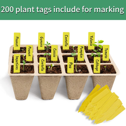 SYITCUN 240 Cells Seed Starter Tray, 20 Pack Seed Starter Kit for Planting Seeds, Biodegradable Peat Pots, Value Germination Kit with 200 Plant Labels, 2 Transplanting Tools, 1 Spray Bottle