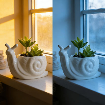 Youfui Snail Succulent Planter, Ceramic Animal Flower Pot for Home Office Desk Decor, Small Cactus Planter Pot, for Plant Lovers