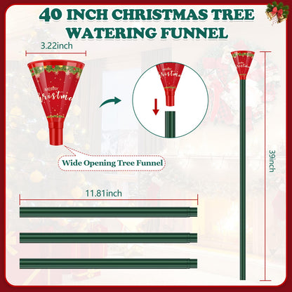 Christmas Tree Watering Funnel-39 Inch Adjustable 3-Section Long Funnel Spout Funnel Watering System Xmas Plant Watering Tool for Large Indoor Outdoor Plants