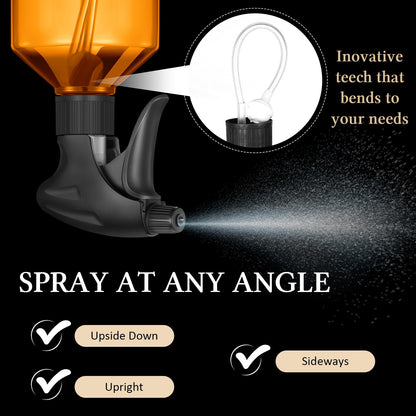 Baderke 2 Pcs Spray Bottle, 16 oz Plastic Spray Bottles for Cleaning 360° Upside Down Sprayer Bottles for Cleaning Solutions, Durable Nozzle W/fine Mist and Stream Setting(Brown)
