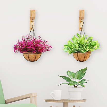 DSJIFGEW 7-Inch Wooden 7-Shaped Wall Hook Plant Hanger – Ideal for Indoor/Outdoor Bird Feeders, Flower Baskets, and Wind Chimes