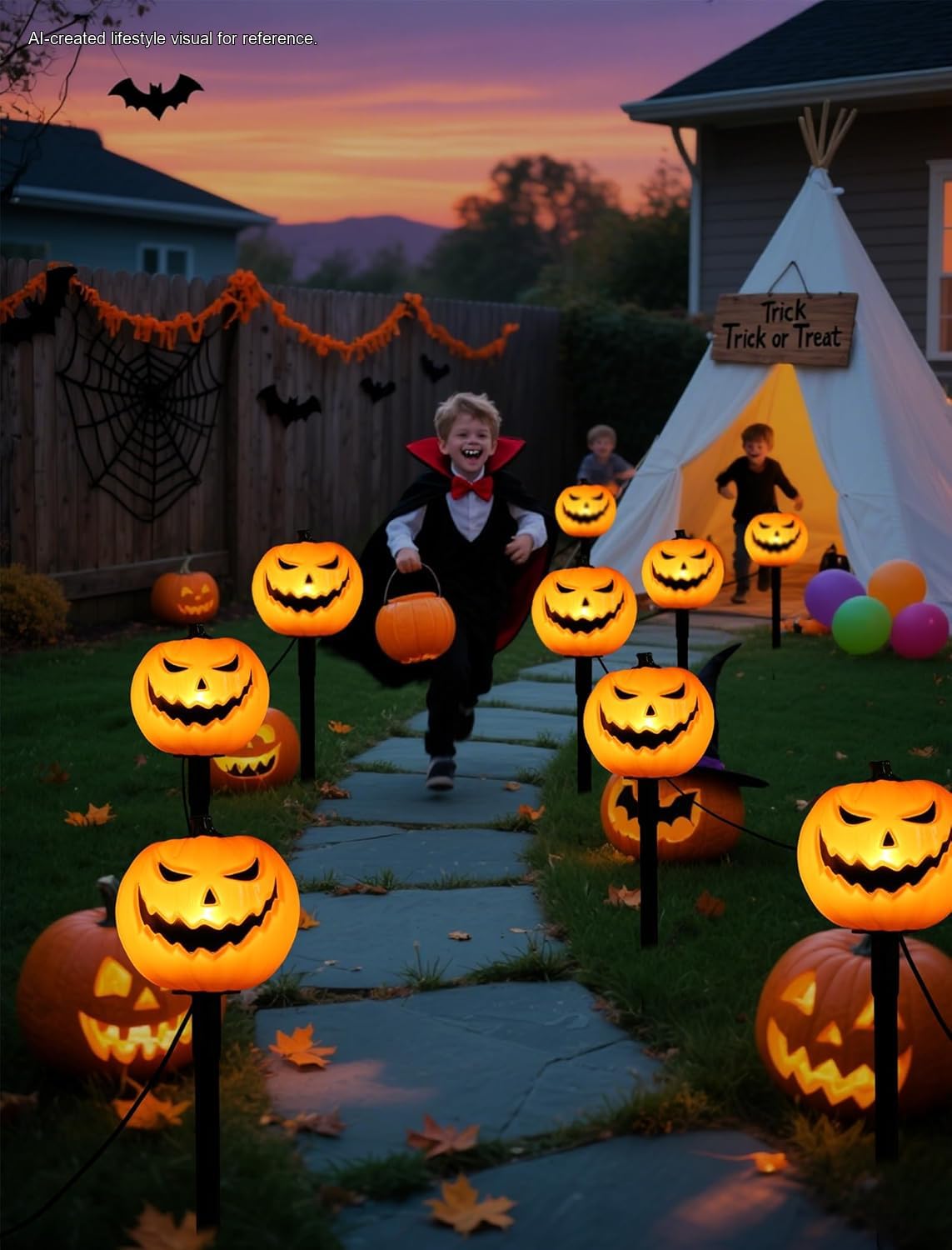 Spooktacular Glow: 5 Pack Plug-in Halloween Pumpkin Pathway Lights