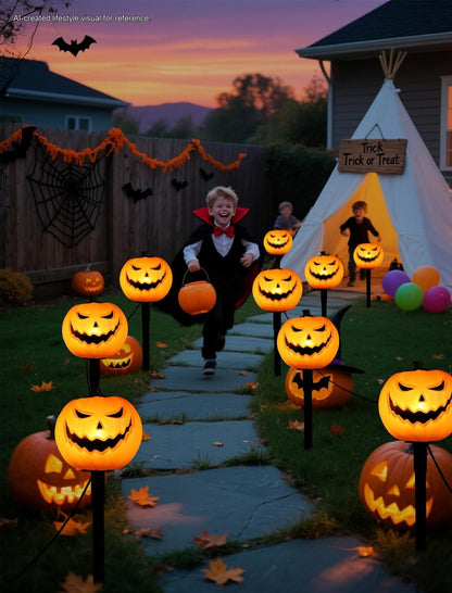 Spooktacular Glow: 5 Pack Plug-in Halloween Pumpkin Pathway Lights