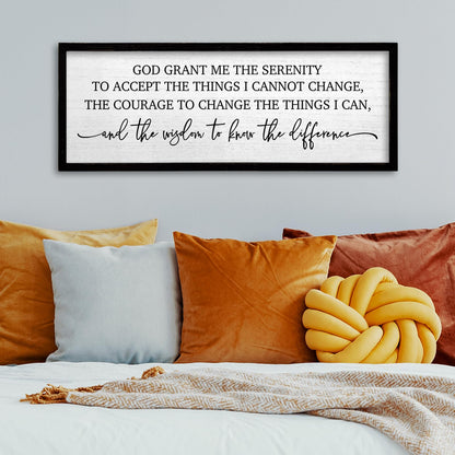 TQianJiang Serenity Prayer Wall Art Decor 24"X10" God Grant Me Sign Large Wood Framed Wall Hanging (Black)