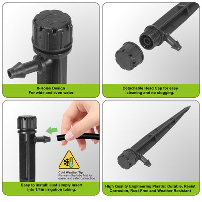 60 Piece of Drip Irrigation Emitters 360 Degree and Professional Irrigation Drippers and Drip Emitters or Sprinkler System Parts and Heads for 1/4 inch Drip Tubing