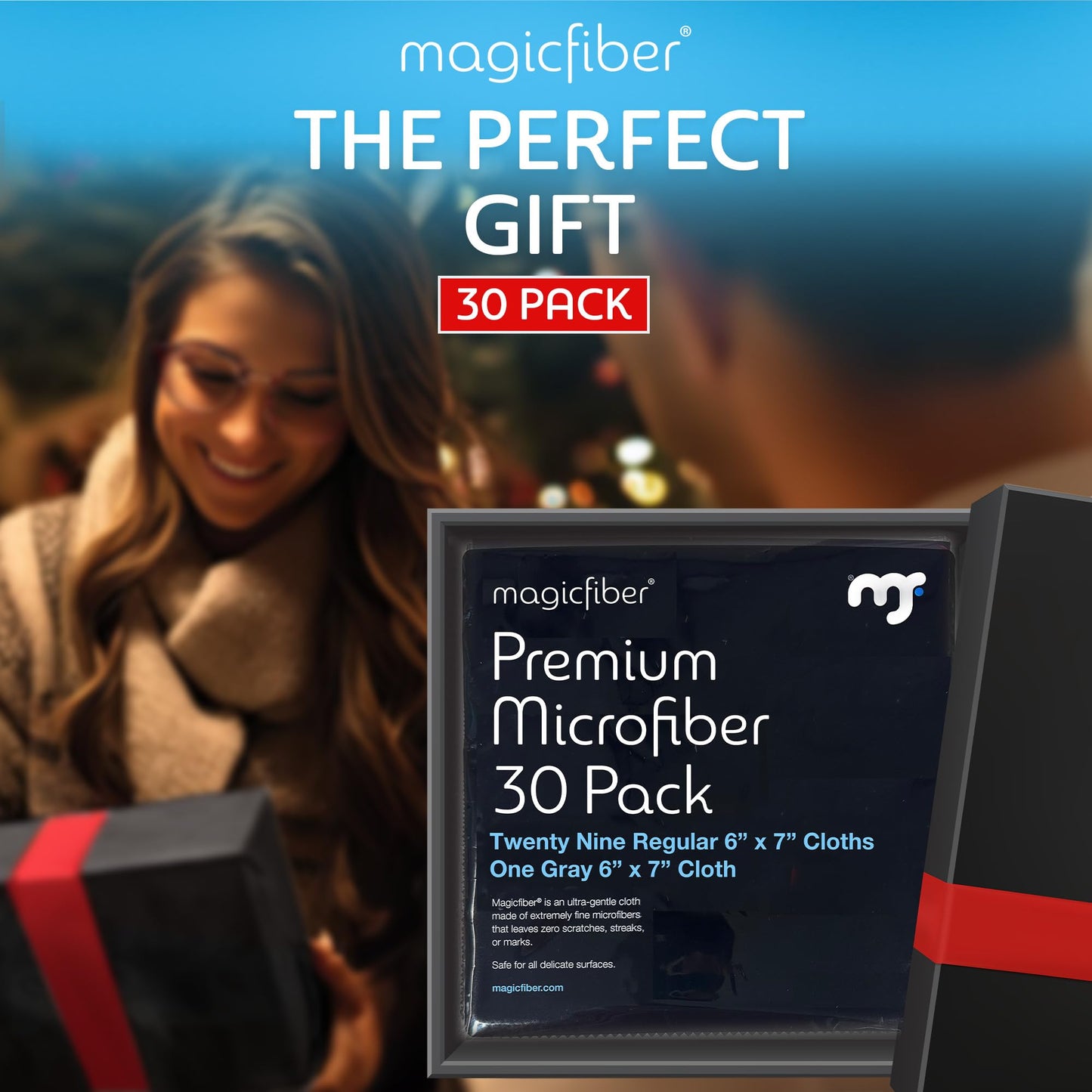 MagicFiber Microfiber Cleaning Cloth, 30 Pack - Premium Cloth for Glasses, Lens, Screens & More