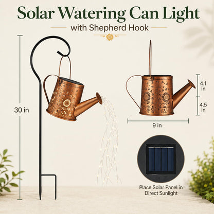 Solar Watering Can Light, Solar Powered Hanging Lantern Landscape Lights, Decorative Garden for Yard Waterproof Garden Decor, Gifts for Mom, Grandma（Sunflower + Bee）
