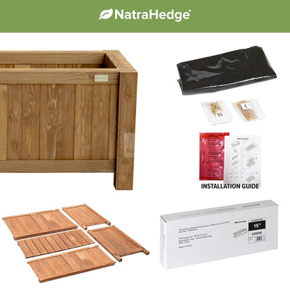 NatraHedge (44" Lx 15" W x 15" H (Brown) Hampton Classic Wooden Planter Box Indoor and Outdoor Rectangular Garden Planter Use for Patio, Yard, Greenhouse, Vegatable, Flowers, and Herb