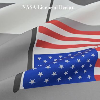 DRIFTED ROOT NASA Licensed Shower Curtain Set, Minimalist Moon Landing Astronaut Design, Space Poster Art, Oxford Cloth, Bathroom Hotel Decor (Silent Tranquility-Gray/White, 72" W x 72" L (Pack of 1))