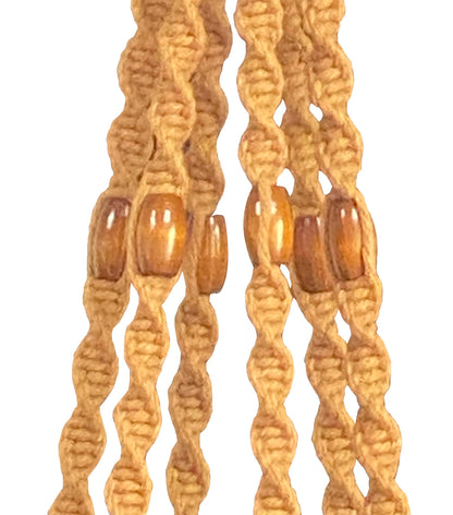 6 Legs Macrame Natural Brown Cotton Plant Hanger & Holder and Metal Ring, 51-inches Length (Without The White Pot and Plant) (Brown)