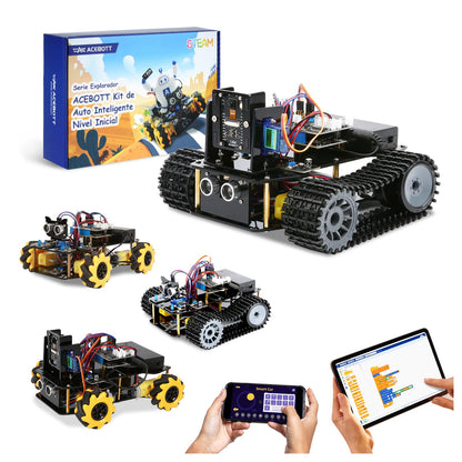 Robotics for Kids Ages 12-16, ACEBOTT 4 in 1 Smart Robot Kit with 3MP Camera + Tank Car, STEM Toys Coding Kit Compatible with Arduino & Scratch, App & Remote Control, for Kids & Teens