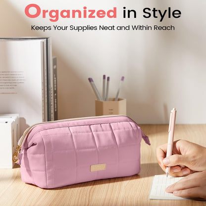 Sooez Large Pencil Case Pouch, Soft Pencil Bag with Zipper, Pen Bag Wide Opening, School Supplies Cute Pencil Case for Girls Boy Men Women, Purple