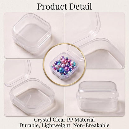 Jetec 120 Pieces Mini Plastic Clear Beads Storage Containers Box for Collecting Small Items, Beads, Jewelry, Business Cards, Game Pieces, Crafts (1.4 x 1.4 x 0.7 Inch)