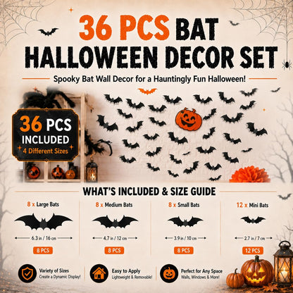 8Pack Halloween Decorations Indoor Halloween Decor, Spider Web Table Cloth/Black Lace Table Runner, Fireplace Mantel Scarf, Cobweb Lampshade with 3D Bat Wall Stickers, Halloween Spooky Home Decor.