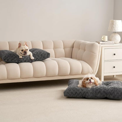EHEYCIGA Washable Medium Dog Bed for Crate 29x21 Inch, Kennel Pad for Dogs Up to 35 lbs, Plush and Comfy Pet Sleeping Mat, Charcoal